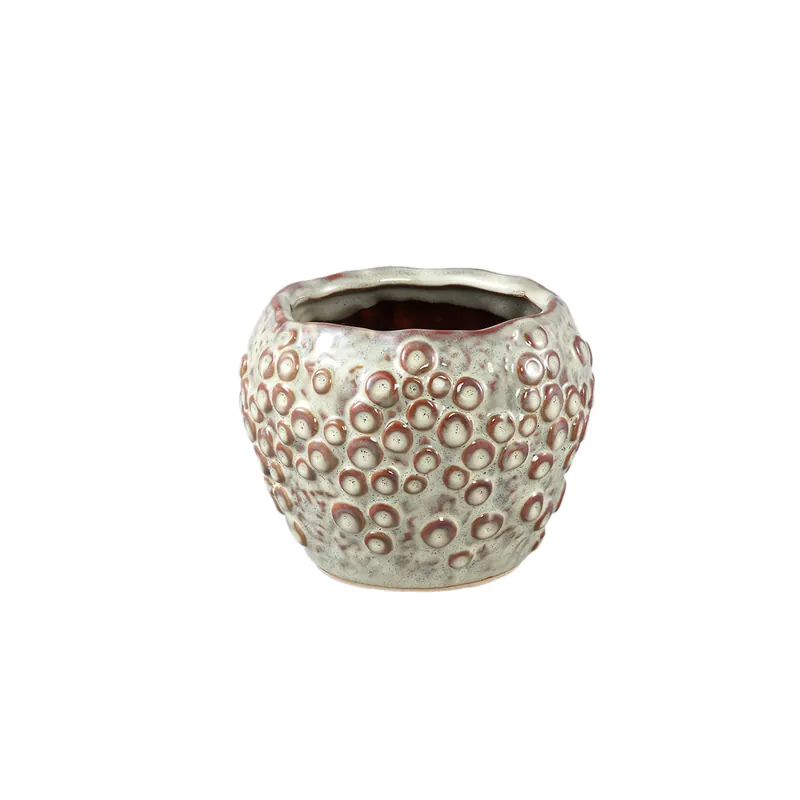 Preiswert Topf – Runde Form, Porzellan-Keramik, Schuppenmuster Design, Creme, XS – Avis | PTMD