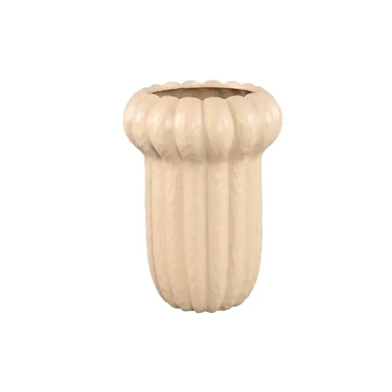 Vase – Runde Form, Keramik Material, Geripptes Design, L – Samaran | PTMD Direktkauf