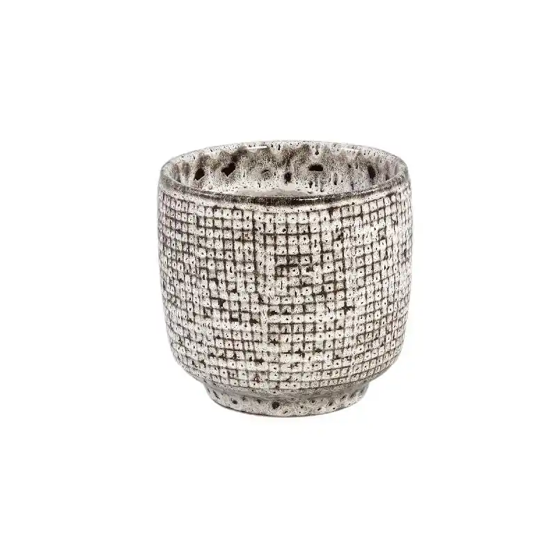 Topf – Runde Form, Keramik, Muster Design, Weiß, M – Elana | PTMD Bestpreis