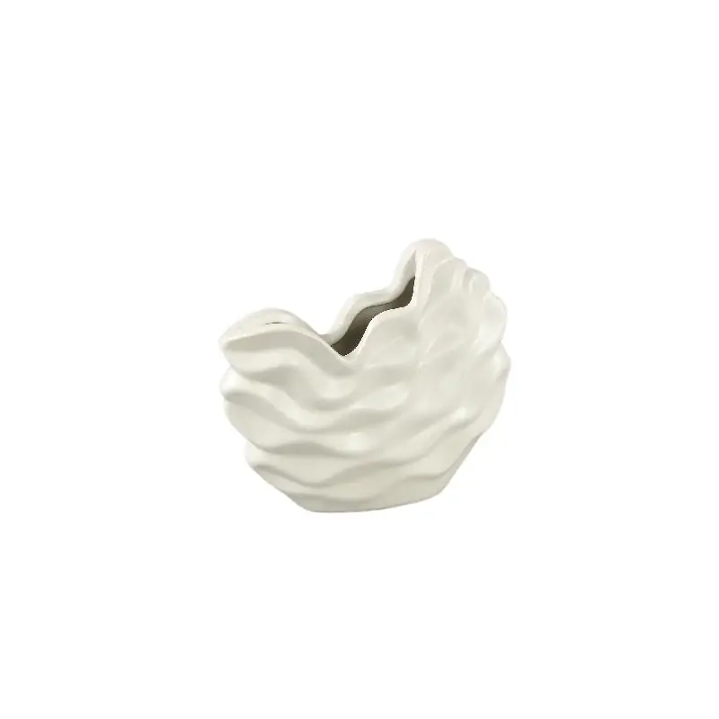 Topf – Steinzeug Keramik, Wellen Design, Creme Farbe, S – Kaylagh | PTMD Meistverkauft