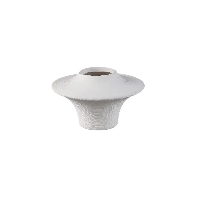 Vase – Steinzeug Keramik, Ring Design, Weiße Farbe, Niedrige Form – Rinder | PTMD Günstig