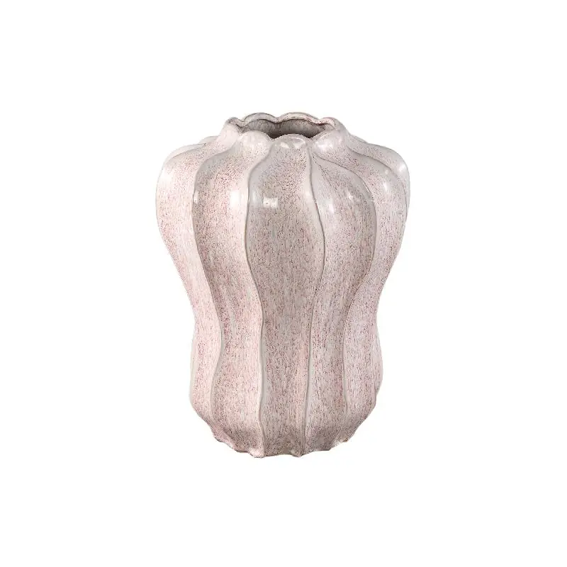 Super-Preis Vase – Rosafarbe, Runde Form, Wellenform, Keramik, L – Hamish | PTMD