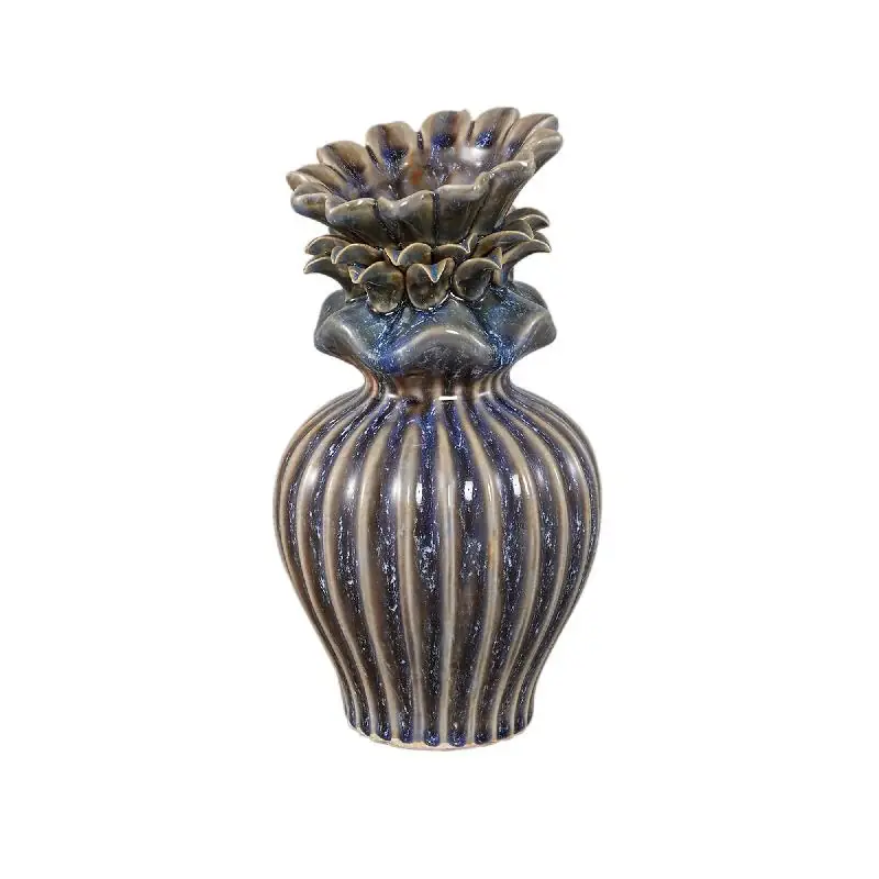 Bestpreis Vase – Blumenform Design, Keramik Material, Blaue Farbe, M – Manda | PTMD