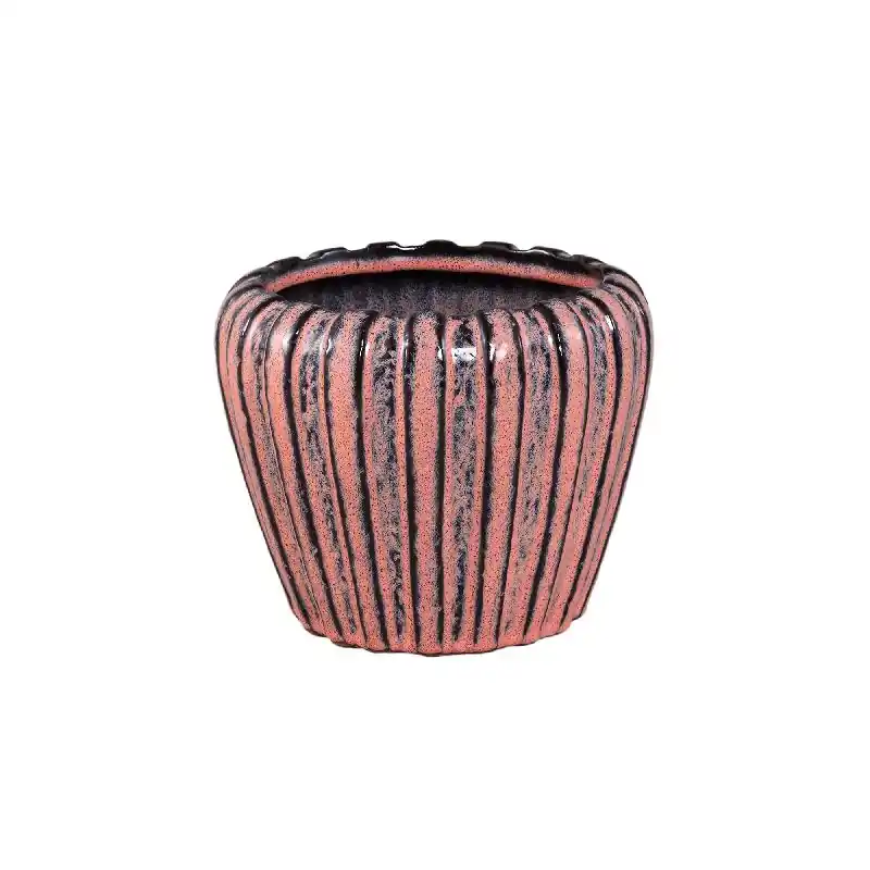 Topf – Rosa Farbe, Vertikale Rillenstruktur, Runde Form, Steinzeugkeramik, S – Mirei | PTMD Must-Have