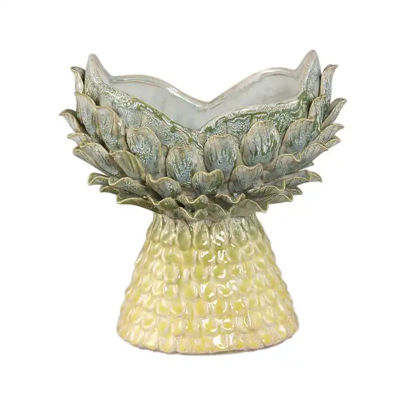 Vase – Gelbe Farbe, Ananasform, Strukturierte Oberfläche, Keramik, S – Marloe | PTMD Letzte Chance