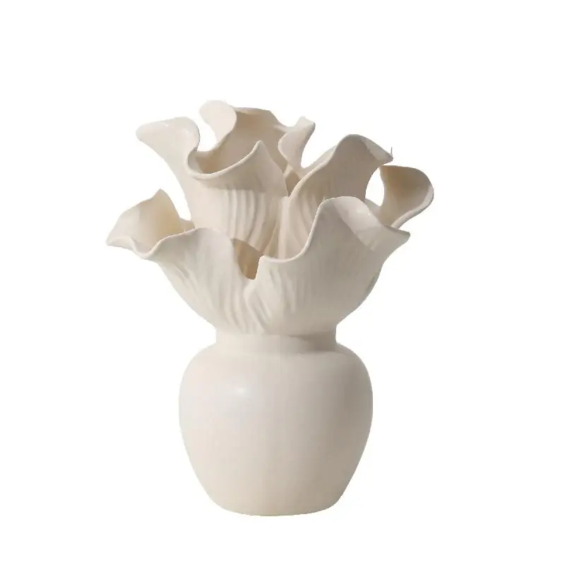 Vase – Organische Form, Cremefarbe, Keramikmaterial – Elleen | PTMD Angebot