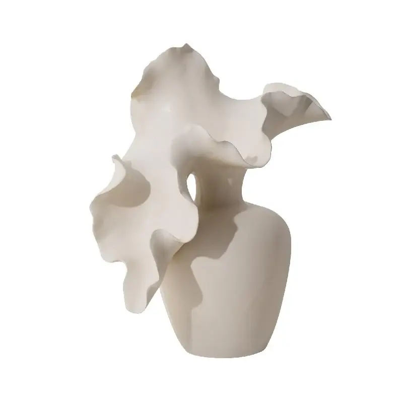 Zertifiziert Vase – Organische Form, Cremefarbe, Keramikmaterial, Hoch – Shelle | PTMD