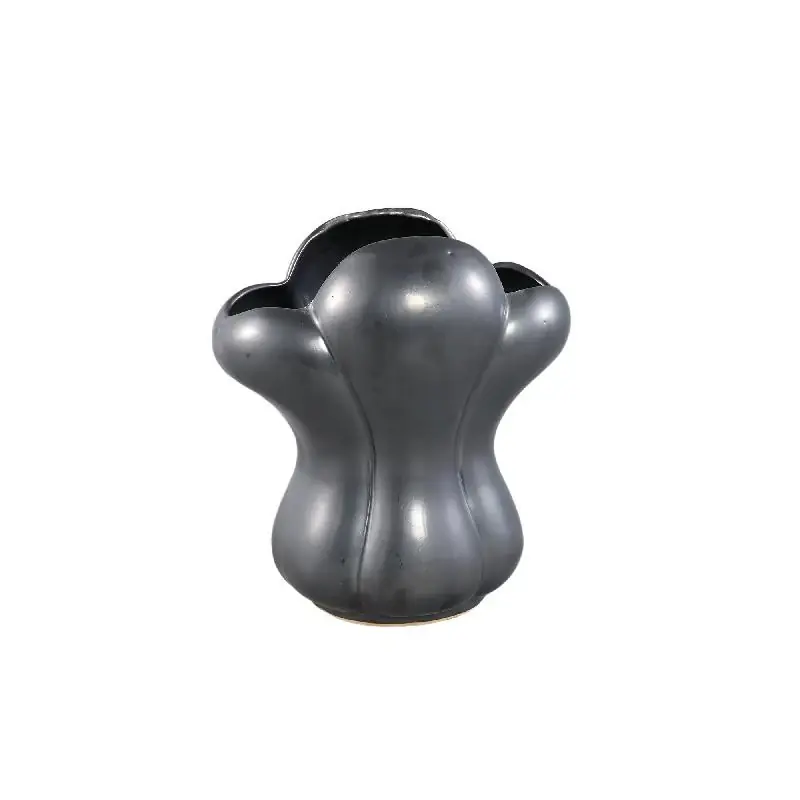 Expressversand Vase – schwarze Farbgestaltung, französisches Lilienmotiv, keramische Oberfläche, M – Mellie | PTMD