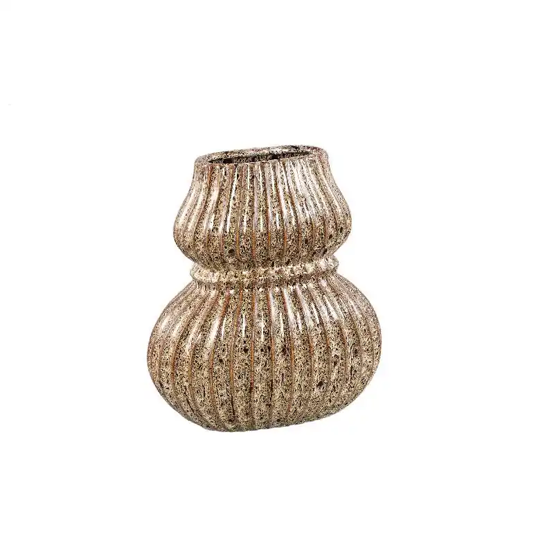 Zertifiziert Vase – Keramik Steinzeug, Geripptes Design, Braun, M – Halta | PTMD