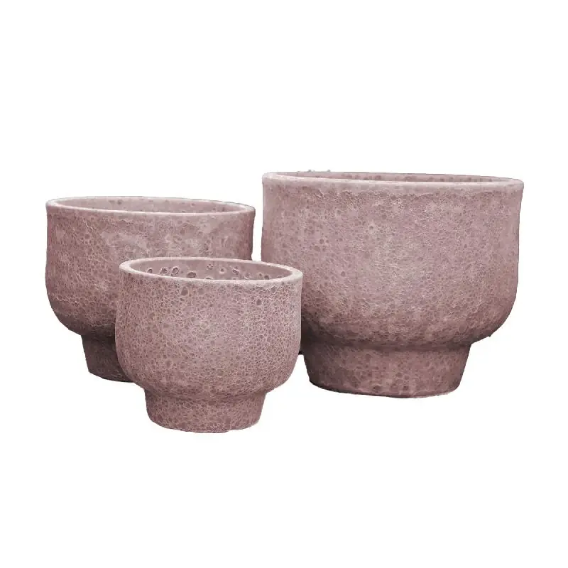 Abverkauf Topf – Raues Design, Runde Form, Keramik Material, Rot – Sanish | PTMD