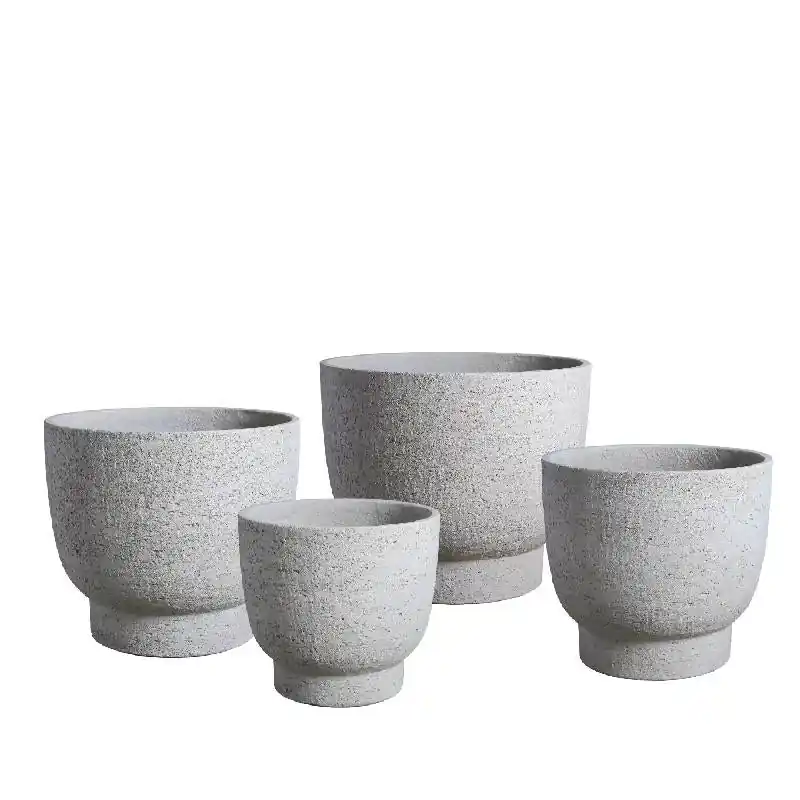 Topf – Runde Form, Fuß Design, GRC Material, Weiß – Pride | PTMD Knallerangebot