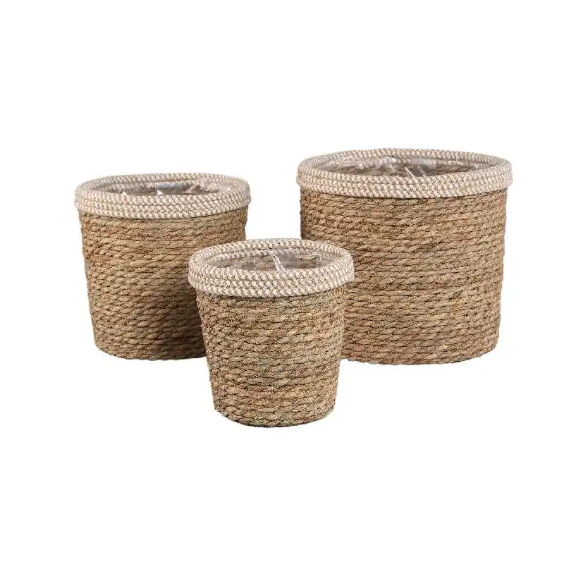 Korb – Weißes Rattan, Gerader Rand, Runde Form – Leavy | PTMD Bestpreis
