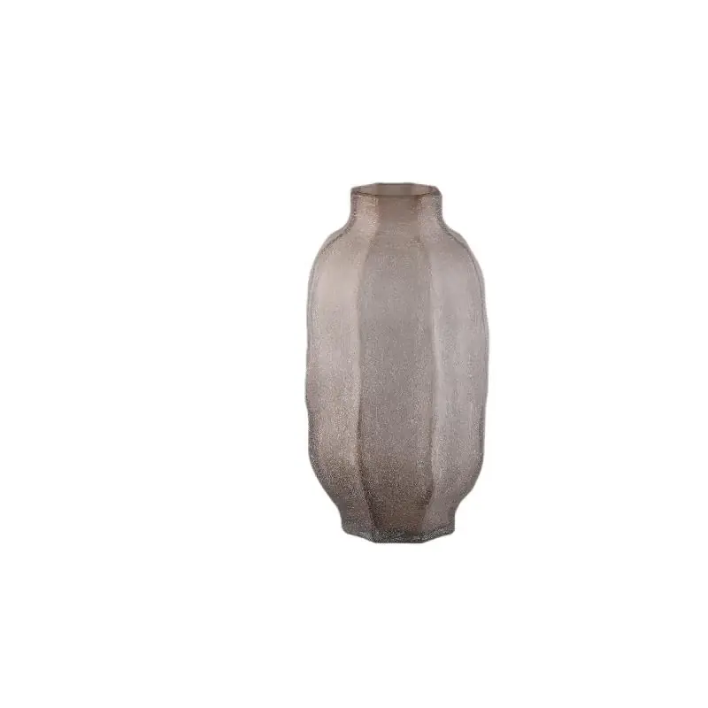 Sonderaktion Vase – Beigefarbenes Glas, Geriffelte Oberfläche, Runde Form, Niedrig – Natae | PTMD