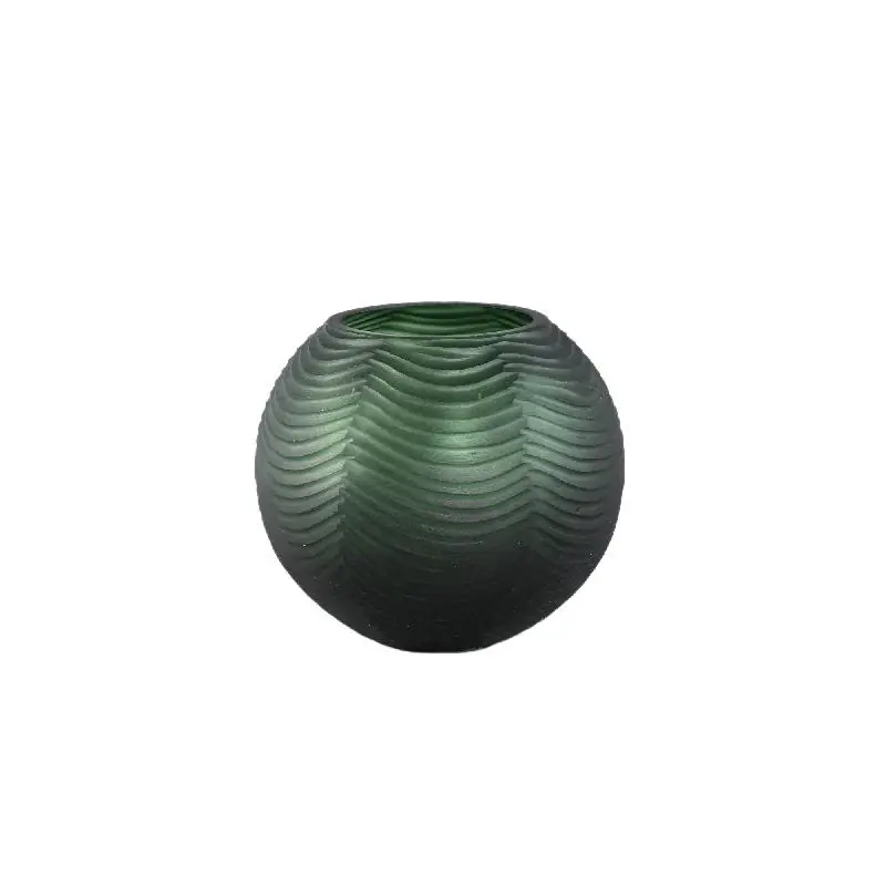 Wochenendangebot Vase – Runde Form, Glas Material, Grün, Niedrig – Elichi | PTMD