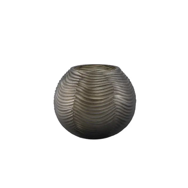 Vase – Runde Form, Glas Material, Braun, Niedrig – Elichi | PTMD Zertifiziert