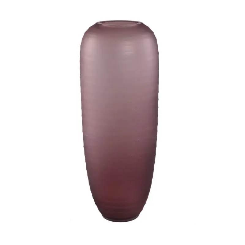 Vase – Massives Glas, Gerippte Struktur, Rosa Farbe, Hoch L – Nadah | PTMD Günstig