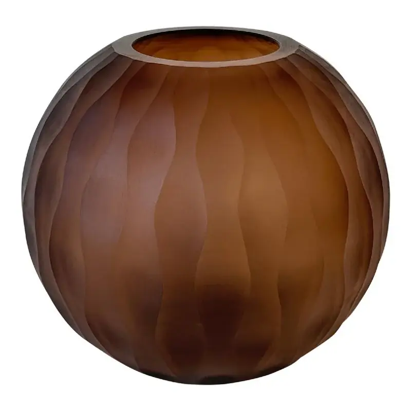 Solange Der Vorrat Reicht Vase – Braunfarbe, Wellenmuster, Glas Material – Mishan | PTMD