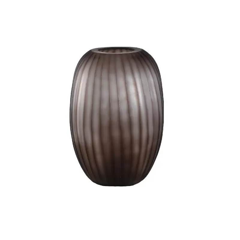 Vase – Massives Glas, Gerippte Struktur, Hellbraune Farbe L – Kriste | PTMD Top-Angebot