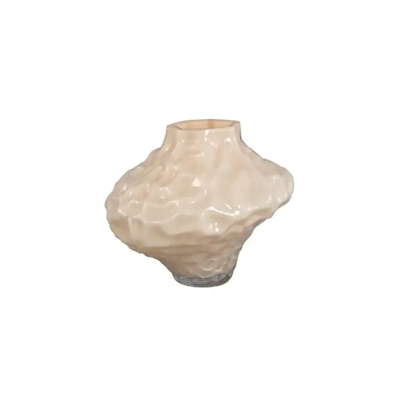 Vase – Massives Glas, Unregelmäßige Form, Creme Farbe S – Moises | PTMD Neu Im Sortiment