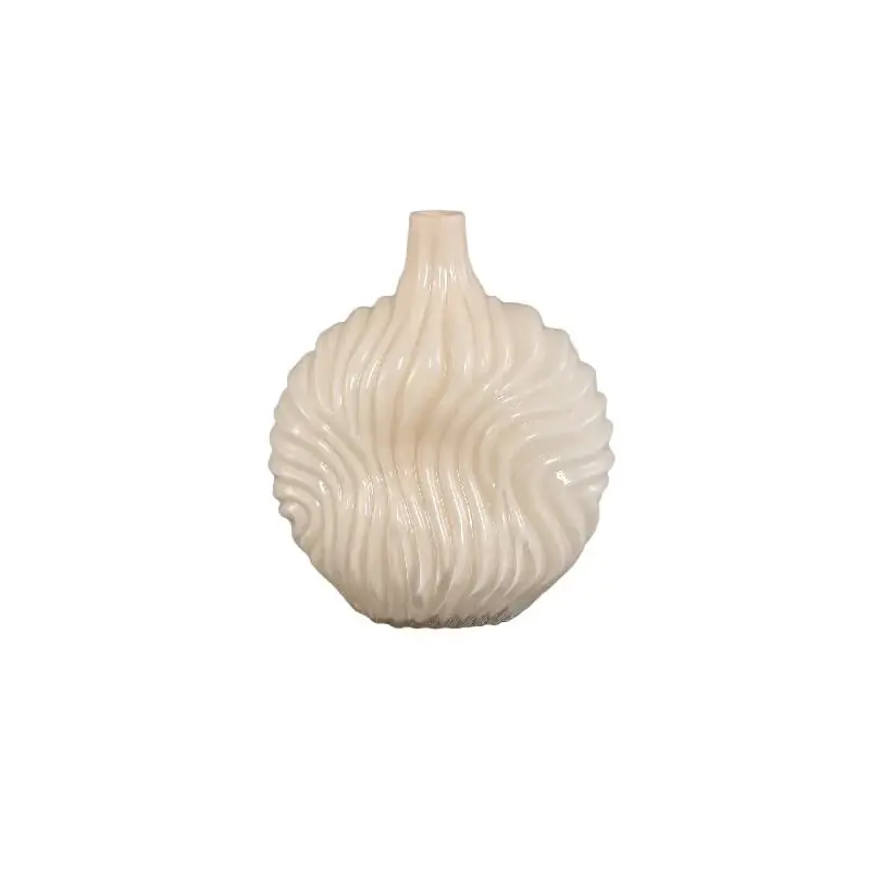 Günstig Vase – Gerippte Struktur, Glas Material, Creme, Groß – Kelline | PTMD