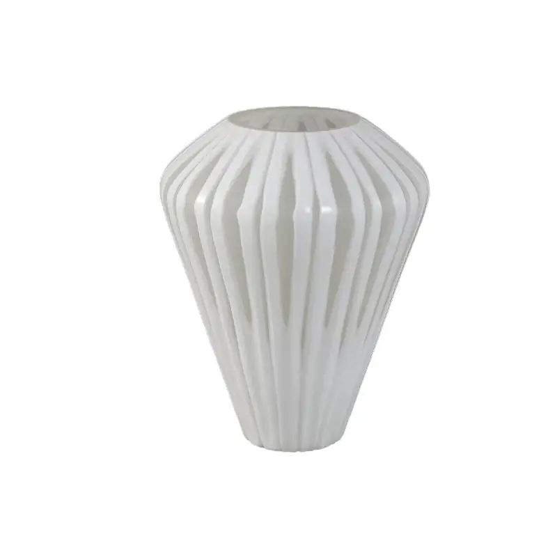 Vase – Kantige Form, Massivglas Material, Weiß, M – Ireka | PTMD Echt