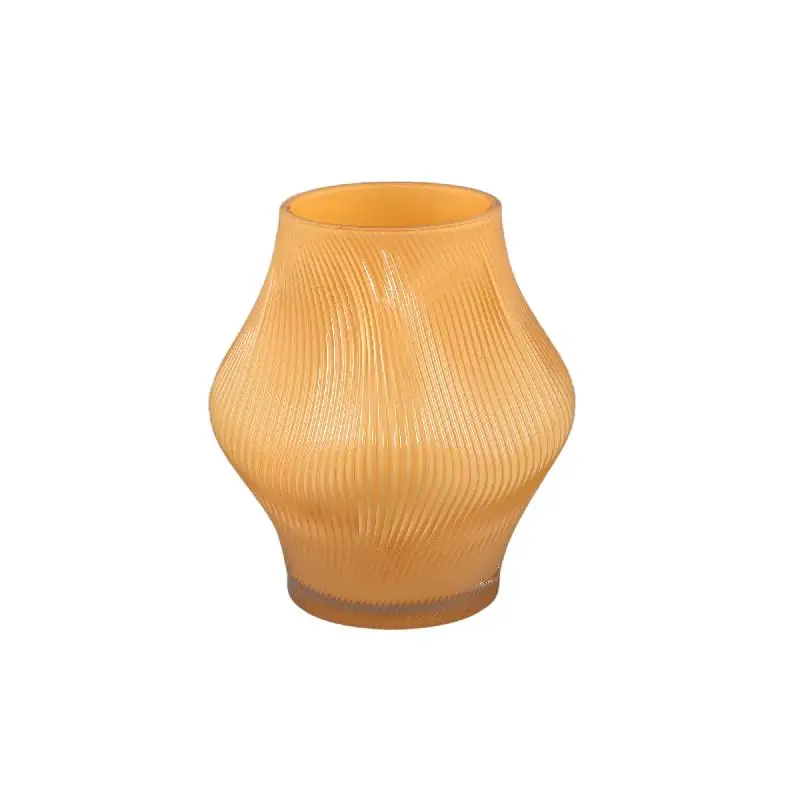 Vase – Wellen Design, Glas Material, Gelb, M – Caruso | PTMD Neuheit