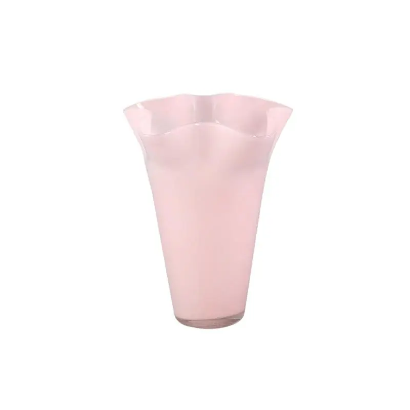 Online Kaufen Vase – Hellrosa Glas, Runde Form, Wellenförmige Struktur, L – Macarena | PTMD