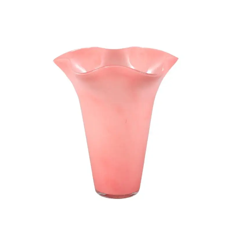 Vase – Dunkelrosa Glas, Runde Form, Wellenförmige Struktur, L – Macarena | PTMD Bestseller