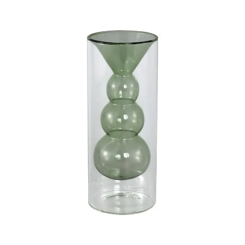 Vase – Glas Material, Innenstruktur Design, Petrolgrün, Klein Innen – Yanna | PTMD Preisknaller