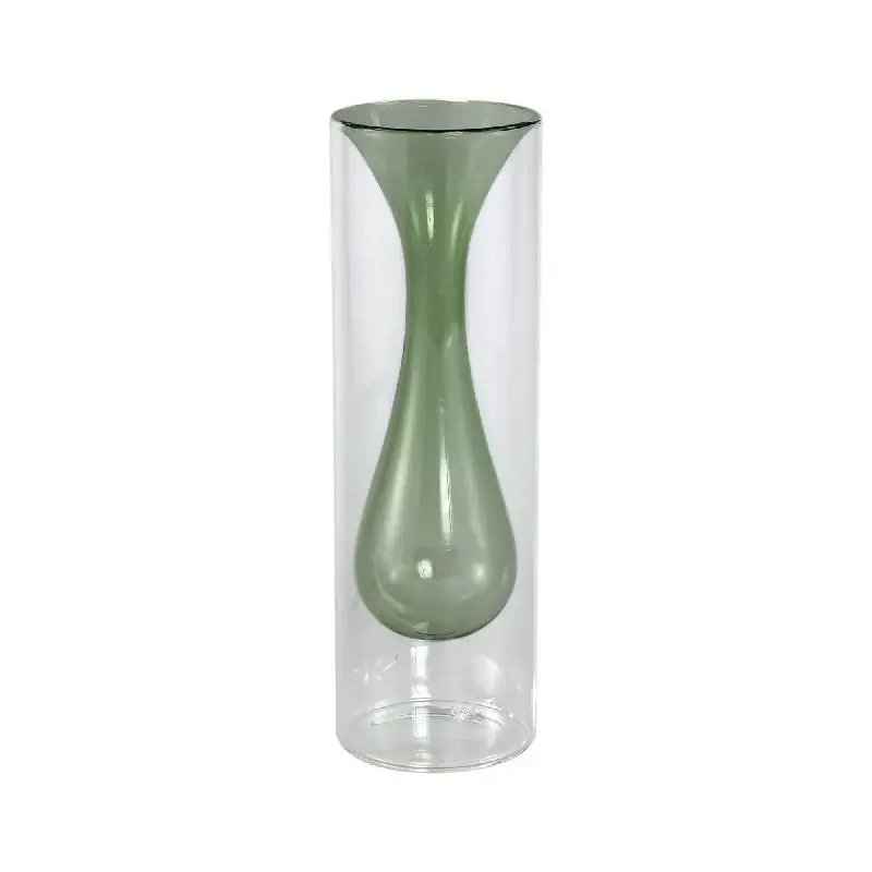 Vase – Glas Material, Innenstruktur Design, Petrolgrün, Groß Innen – Yanna | PTMD Günstig