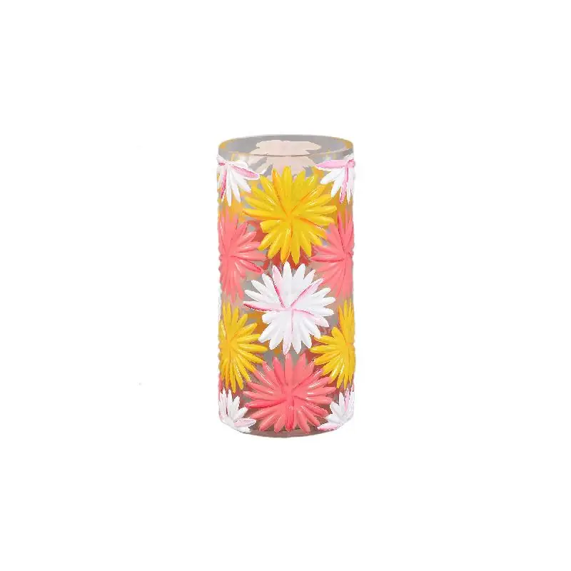 Zertifiziert Vase – Rosa Glas, Runde Form, Blumen Dekor – Yoanna | PTMD