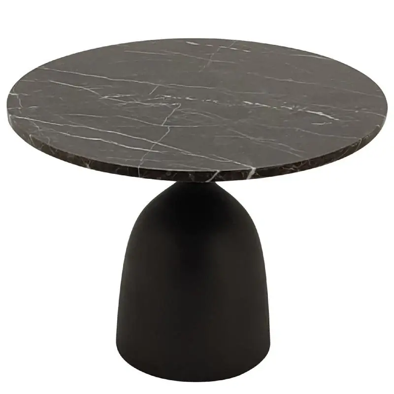 Neue Ware Beistelltisch – Marmor Oberfläche, Rundes Design, Braunes Finish – Patras | PTMD