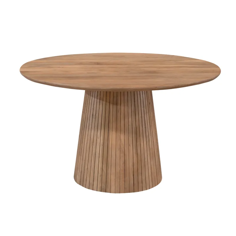 Markenware Esstisch – Mangoholz Tischplatte, Massivholzgestell, Runde Form – Solana | Starfurn
