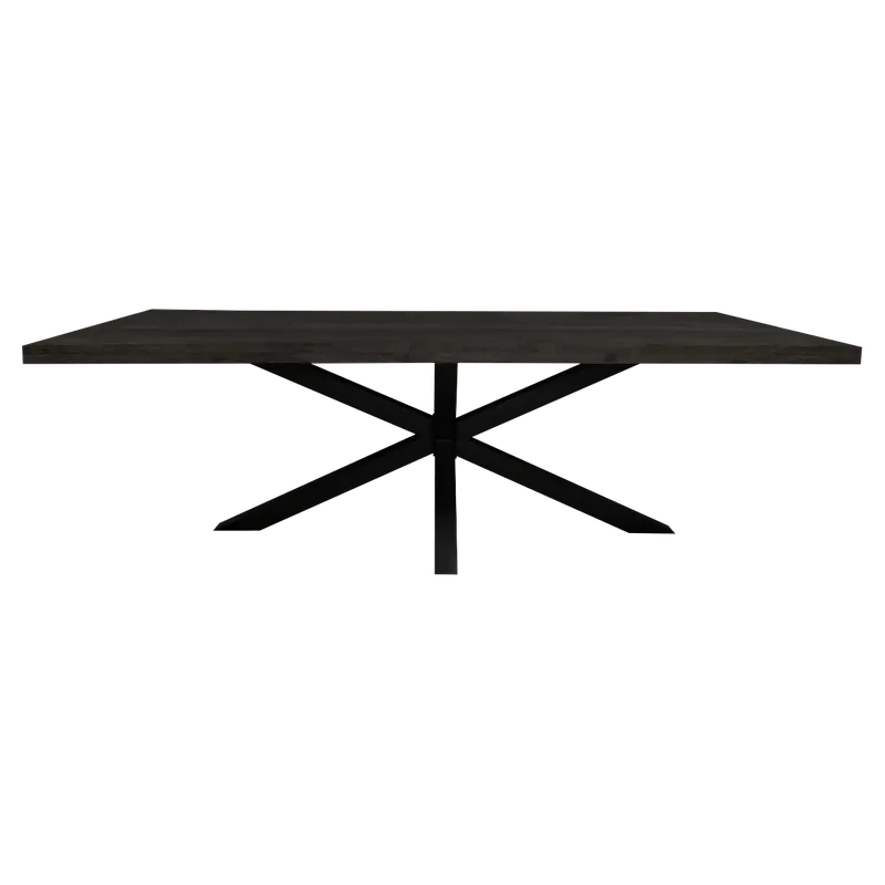 Ausverkauf Esstisch – Rechteckige Form, Schwarzes Mangoholz, Metall Matrix, 240 cm – Denver | Starfurn