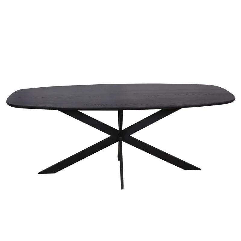 Esszimmertisch - Eiche Schwarz, Metallgestell, Oval Form, 200 cm – Ferris | Starfurn Ausverkauf