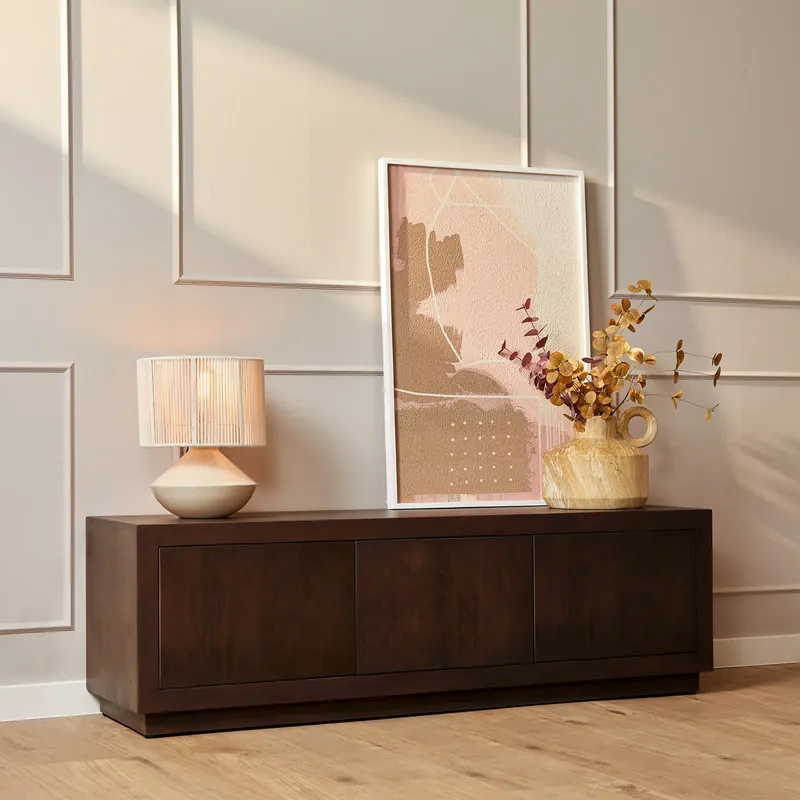 TV-Möbel – Mangoholz Material, Braune Oberfläche, Griffloses Design – Brussel | Starfurn Billig