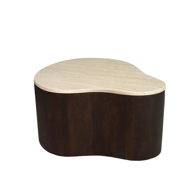 Couchtisch – Marmorplatte, Mangoholz, Organische Form – Lovi | Starfurn Finale Aktion