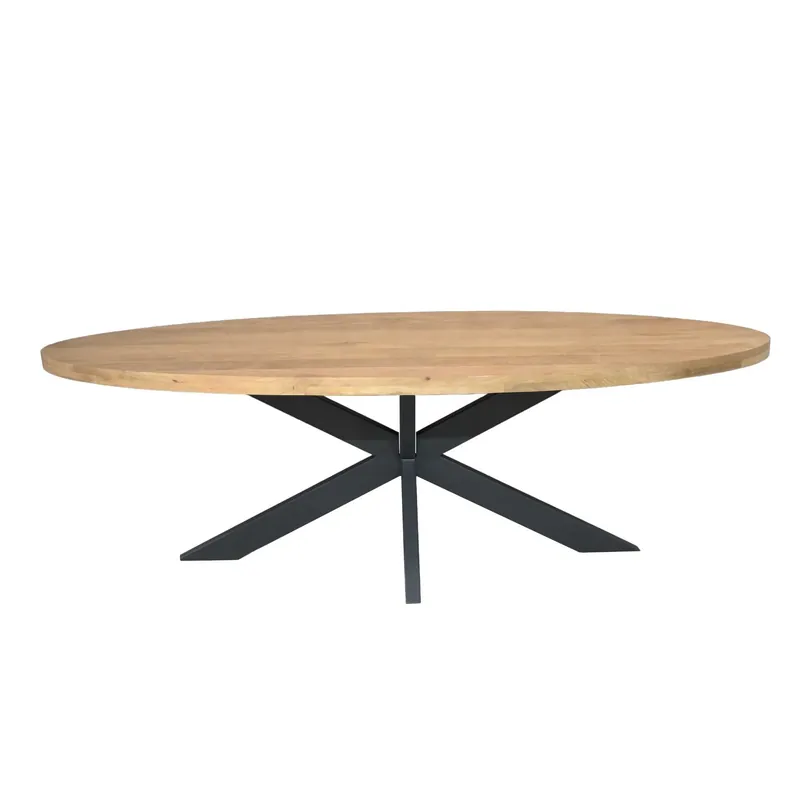 Esszimmertisch – Mangoholzplatte, Matrixgestell, Ovale Form – Dakota | Starfurn Abverkauf