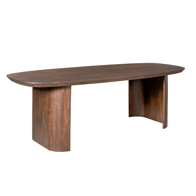 Esszimmertisch – Braunes Mangoholz, Halb Runde Beine, Massives Design 240 cm – Maré | Starfurn Echt