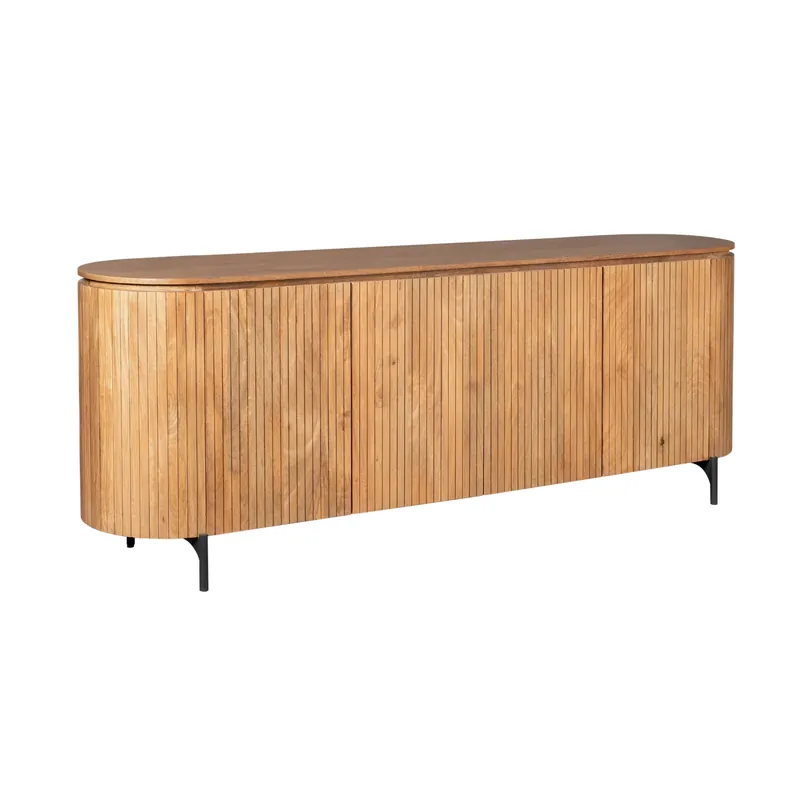 Knallerangebot Sideboard – Mangoholz, Lattenmuster, Metallgestell – Solana | Starfurn