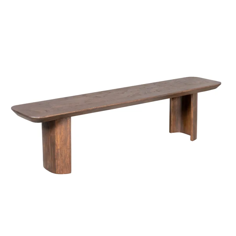 Esszimmerbank – Braunes Mangoholz, Halb Runde Beine, Massives Design 220 cm – Maré | Starfurn Bestpreis