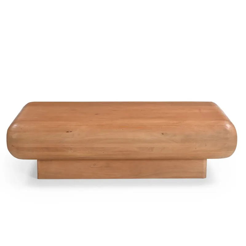 Knallerangebot Couchtisch – Natur Mangoholz, Abgerundete Ecken, Massives Design 120 cm – Fedde | Starfurn