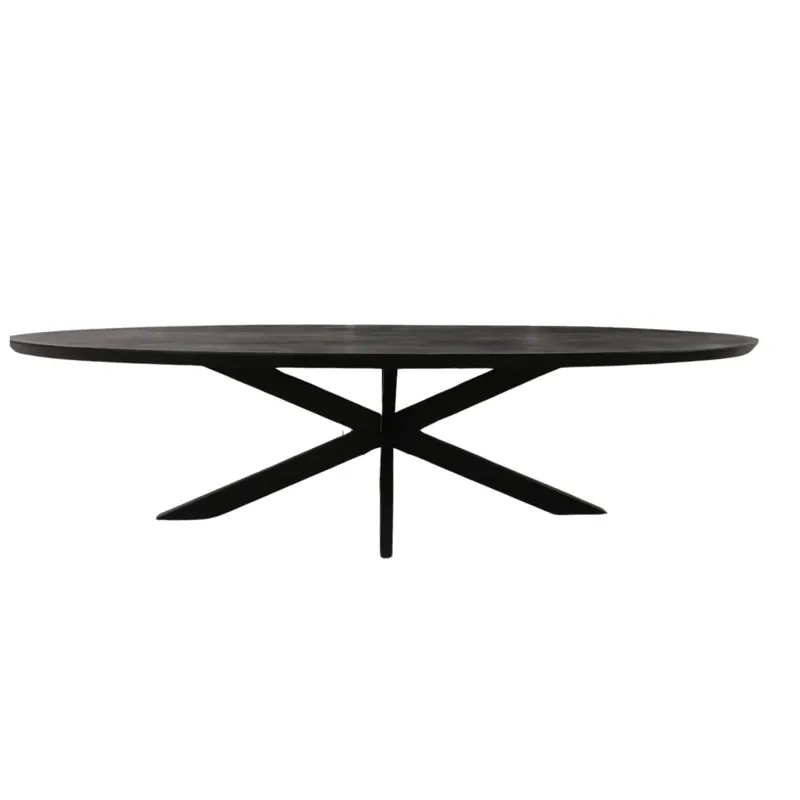 Esszimmertisch - Mangoholz Schwarz, Ovale Form, Matrix Gestell, 160 cm – Brandy | Starfurn Geprüft
