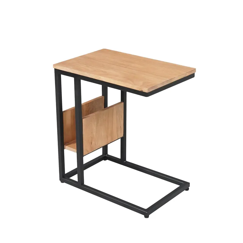 Ausverkauf Beistelltisch – Mangoholz, Schwarzmetall, Naturfinish – Slider | Starfurn