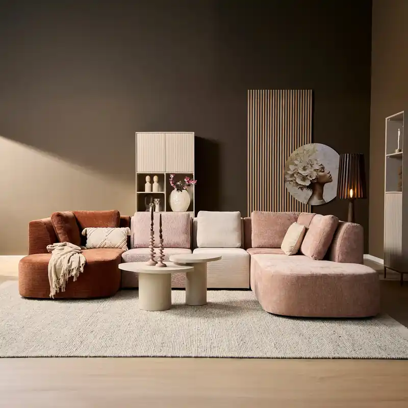 Neue Ware Sofa – Stoffbezug, U-Silhouette, Mehrfarbig – Blocks | Starfurn