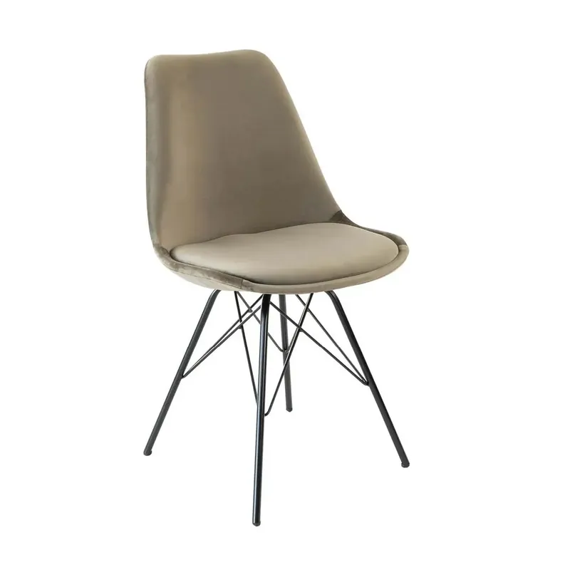 Esszimmerstuhl – Taupe Samt, Schwarzes Metall, Moderne Form - Velvet | Kick Collection Letzte Chance