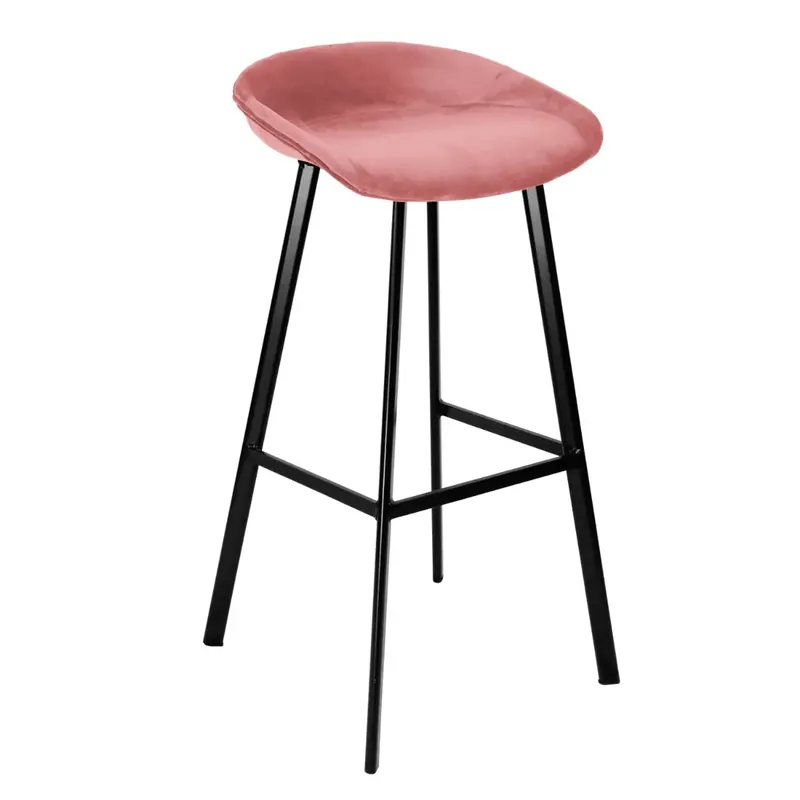 Barhocker – Rosa Samt, Schwarzes Metall, Edle Form - Finn | Kick Collection Nur Heute