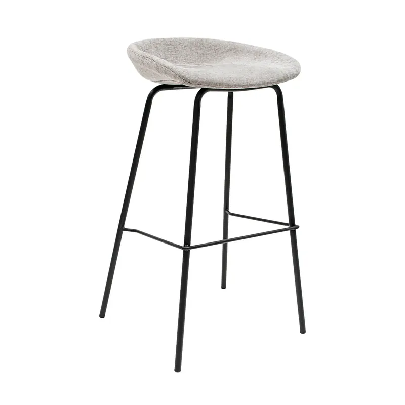 Neue Ware Barhocker – Grauer Stoff, Schwarzes Gestell, Klare Form, 80 cm - Riga | Kick Collection