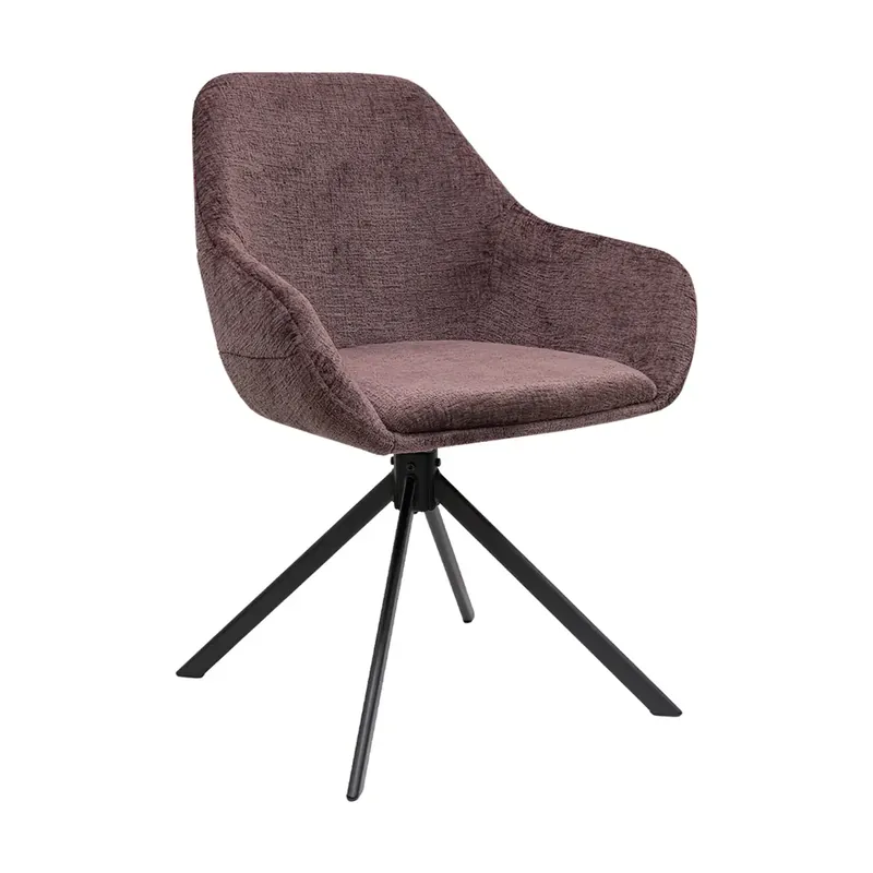 Drehstuhl – Violetter Stoff, Schwarzes Gestell, Feine Steppung - Jule | Kick Collection Highlight