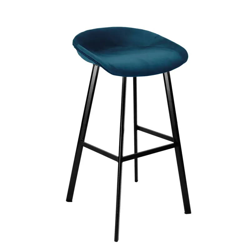 Barhocker – Dunkelblauer Samt, Schwarzes Metall, Edle Form - Finn | Kick Collection Markenprodukt